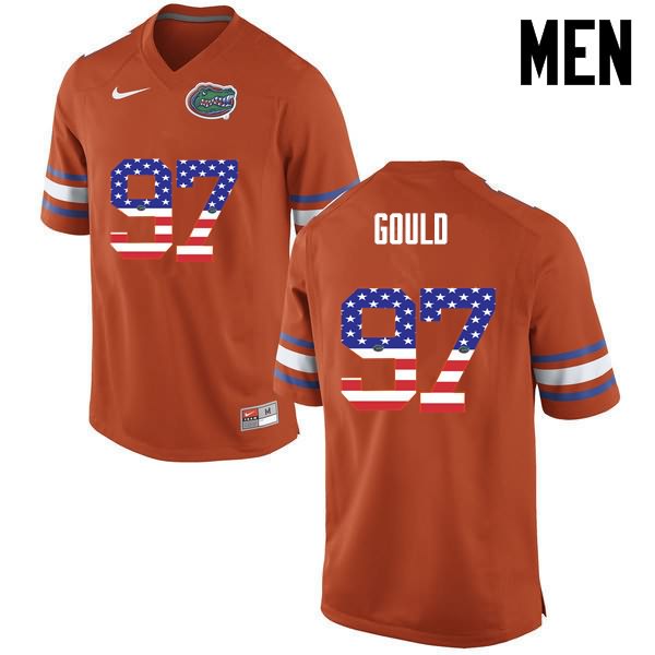 Men's NCAA Florida Gators Jon Gould #97 Stitched Authentic USA Flag Fashion Nike Orange College Football Jersey NUV2165GD